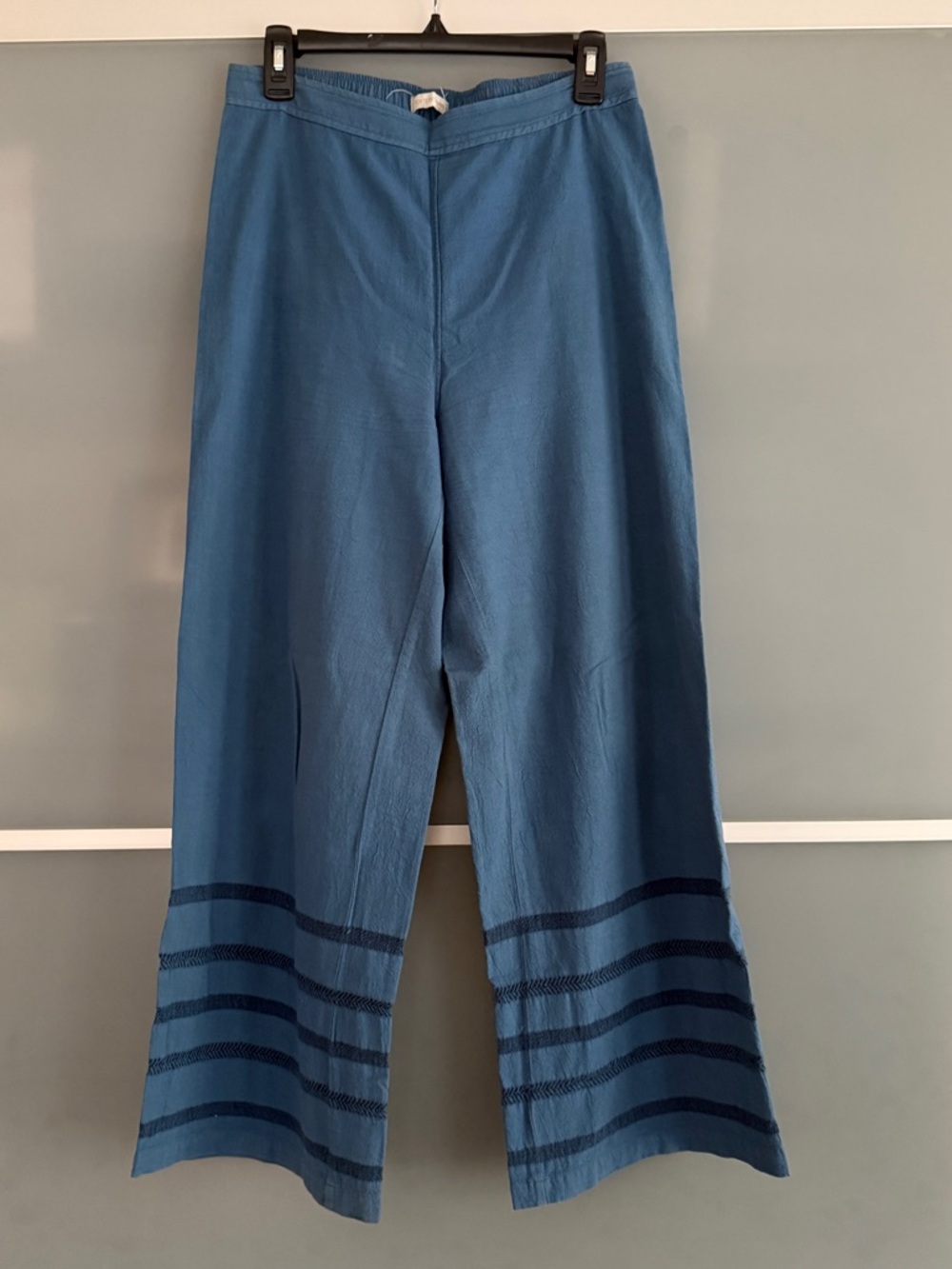 Outerknown Blue Organic Cotton Wide-Leg Pants w/ Elastic Waist